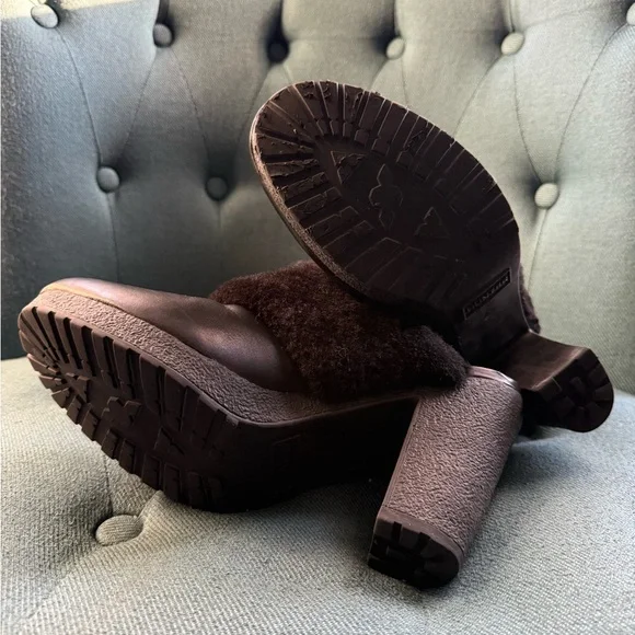 Hunter Black Fur Mules - Picture 9 of 10